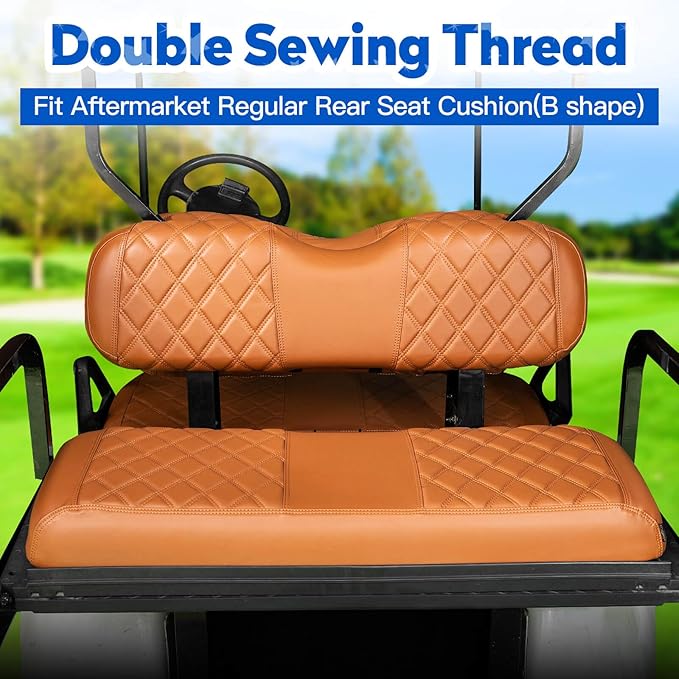 NOKINS 4PCS Golf Cart Diamond Seat Covers Kit, Front and Rear Seat Covers Fits EZGO Freedom TXT-T48 2014+ Standard Seat Cushion, Durable Breathable Vinyl (All Brown)
