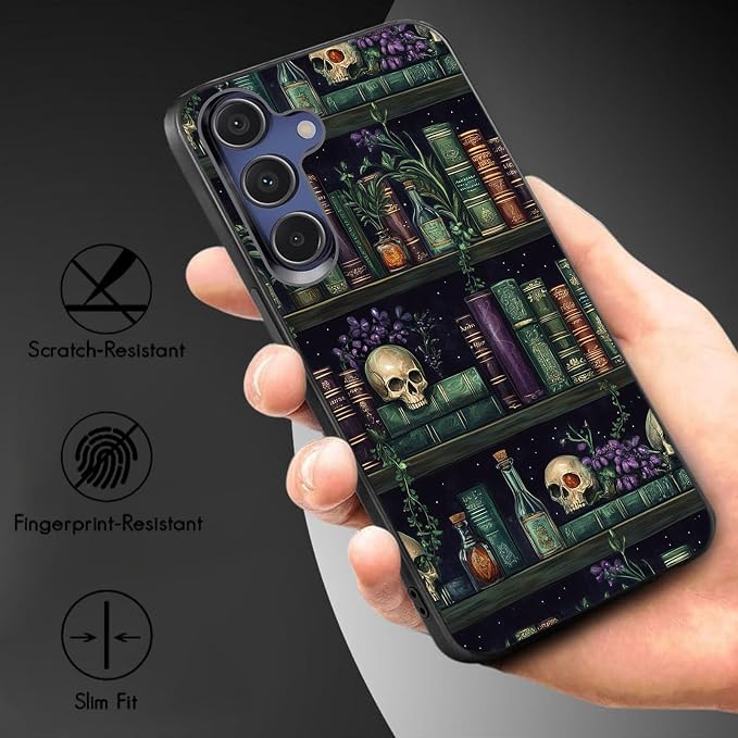 Designed for Galaxy A17 5G Phone Case,Slim Silicone Shockproof Protective Case for Galaxy A17 5G 6.7 inch,Retro Bookshelf