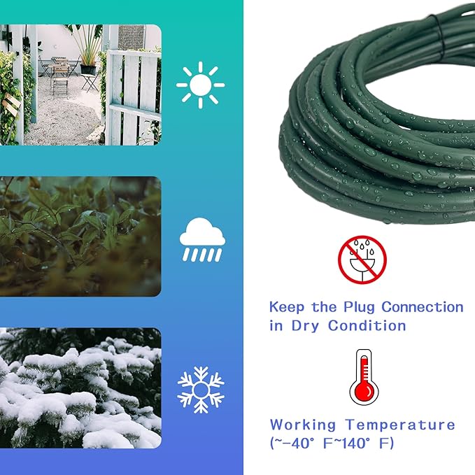 Indoor Outdoor Extension Cord 50 FT, 16/3 SJTW Weatherproof Green Electrical Cords, 13 AMP Heavy Duty 3 Prong Power Cable Great for Garden, Landscaping & Holiday Decorations