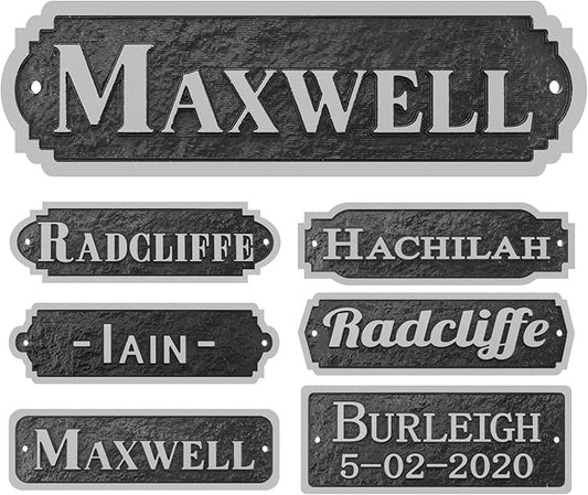 Acrylic Horse Stall Name Plate, 2.4" x 8" Personalized Stall Signs, UV Protected, Custom Pet Name Sign, All Weather Adhesive, Mounting (Silver, Style 5)