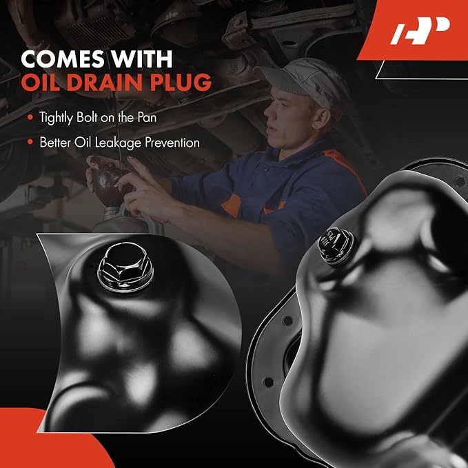 A-Premium Engine Oil Pan Sump with Drain Plug Compatible with Ram 1500 2011-2012 & Dodge Ram 1500 2002-2010, Durango 2004-2005, Dakota 2004-2005, Nitro 2007-2012 & Jeep Liberty 2002-2012, V6 3.7L
