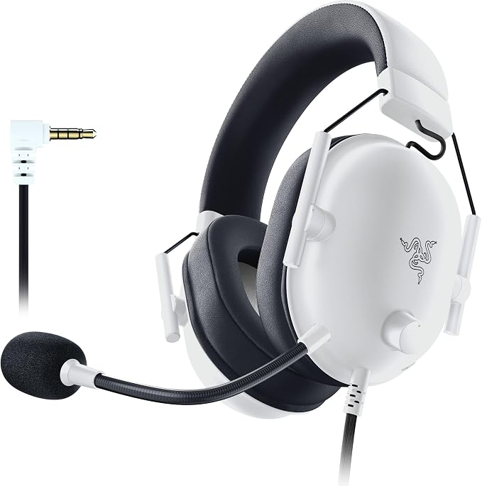 Razer BlackShark V2 X Gaming Headset for PC, 3.5mm Audio Jack, White