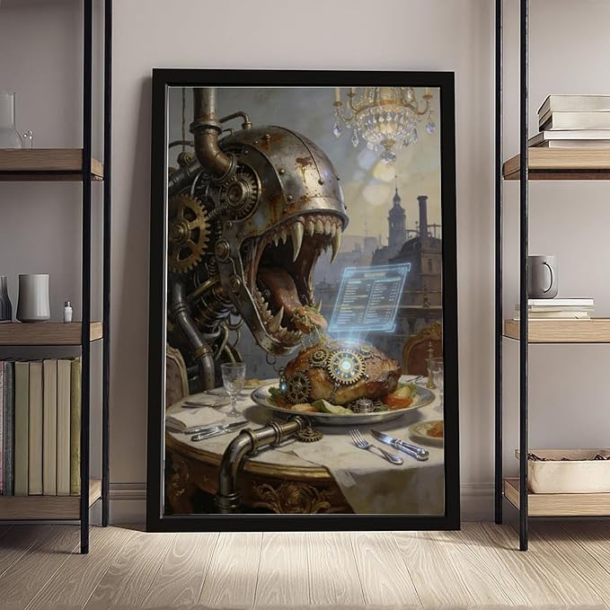 Framed Steampunk Fantasy Wall Art for Living Room And Dining Room Vintage Industrial Decor 20x30in