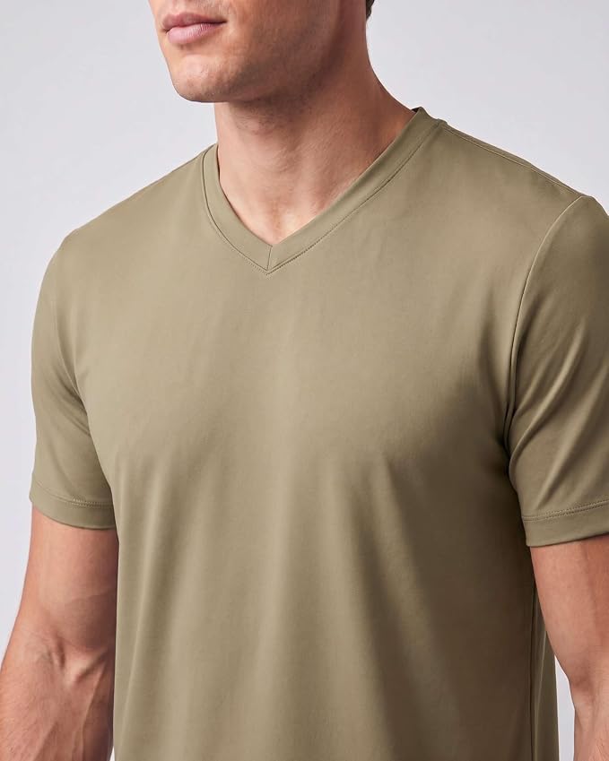 5 Pack Men's Dry Fit V Neck Gym Workout T Shirts Athletic Moisture Wicking | Cooling, Quick Dry, Breathable, Short Sleeve, Exercise, Cycling, Sports, Outdoor, Fitness, Golf, Crossfit, Hiking, Tennis