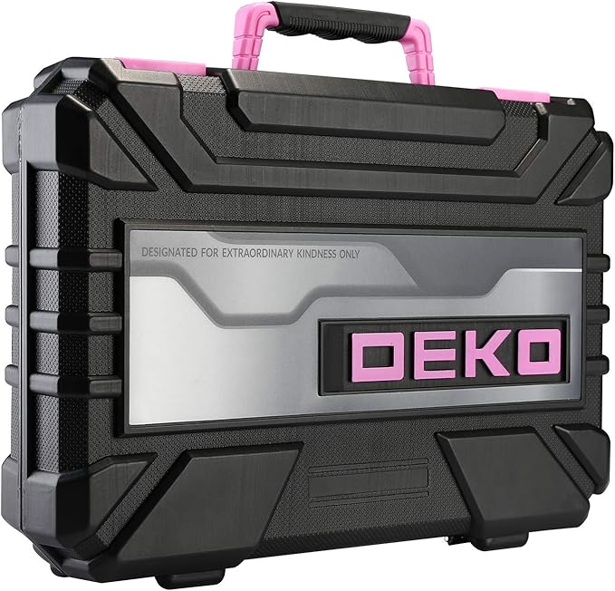 DEKOPRO Pink 98 Piece Tool Set,General Household Hand Tool Kit with Plastic Toolbox Storage Case