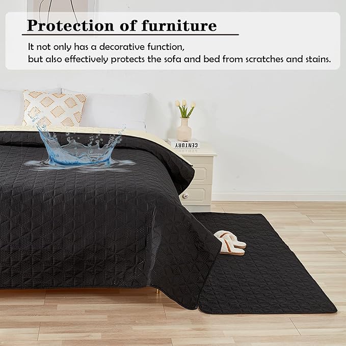 Waterproof Dog Bed Cover Pet Blanket, Soft Pet Couch Covers for Sofa Washable, Bed Couch Sofa Furniture Protector for Puppy Cat Kids (Black,210 * 260 CM)