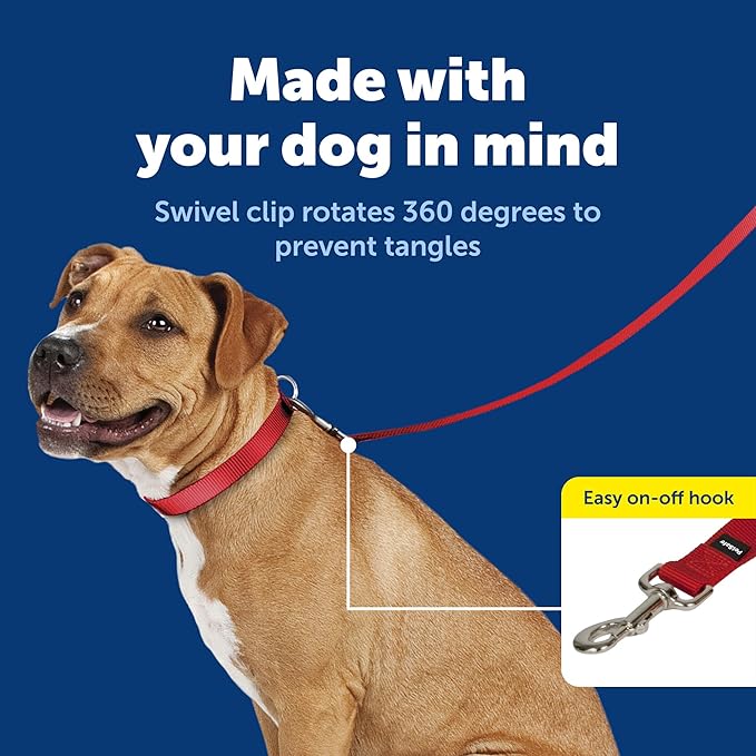 PetSafe Nylon Leash - Strong Nylon Dog Leash for Everyday Walks - Durable Pet Leash with Quick Attach Leash Clip - Comfortable Soft Grip - 6 Feet - Red
