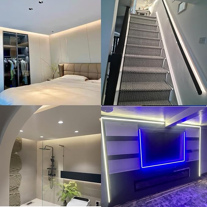 IP65 COB LED Strip Light, 480LEDs/m High Density Blue, 16.4FT DC12V Flexible Cuttable CRI90+ Uniform No-Spot Lighting for Kitchen,Bathroom & Under Cabinet, Home DIY Lighting Projects(No Power Supply)