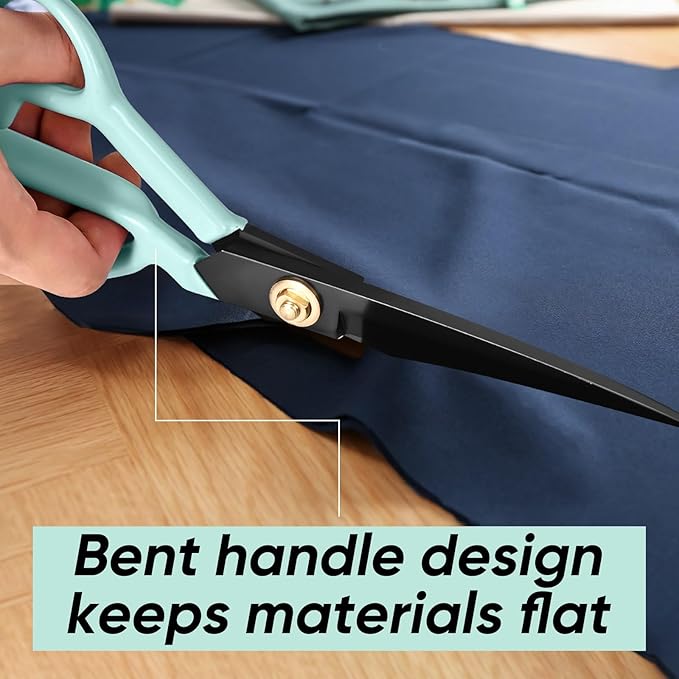 Professional Tailor Scissors Heavy Duty - Multi-Purpose Sewing Fabric Scissors for Leather Cutting Industrial Sharp Shears Home Office Arts, and Crafts (9 Inch) Green