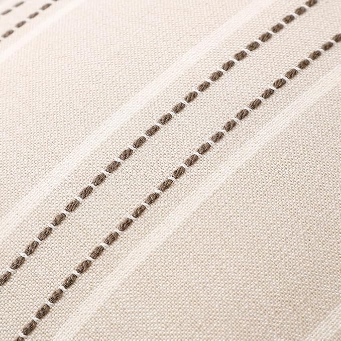 Hckot Striped Throw Pillow Covers 24x24 Set of 2 Charcoal Pillow Covers | Large Farmhouse Decorative Pillows Textured Linen Square Cushion Covers for Sofa Couch Bed Living Room Decor
