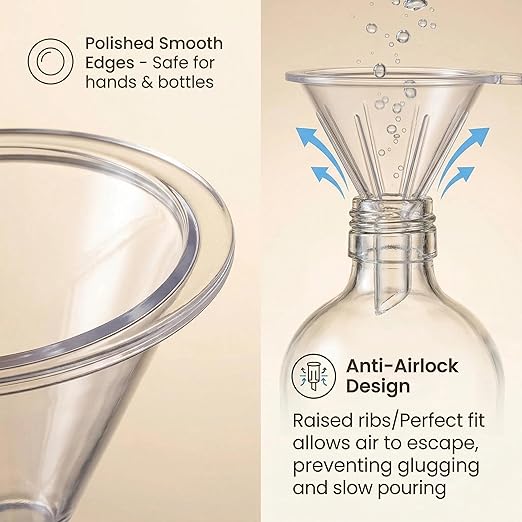 Mini Funnels Set, Small Clear Plastic Funnel with 6mm Narrow Spout for Filling Tiny Bottles, Essential Oils, Perfume, Capsules, Powder, Spices, Sand Art & Lab – Food Grade Heat Resistant (5, mini)
