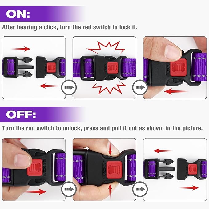 Joytale Martingale Collar for Dogs, Reflective Heavy Duty for Safety, Quick Release Buckle, Adjustable Nylon Collars for Small Dogs Walking Training, Purple, S
