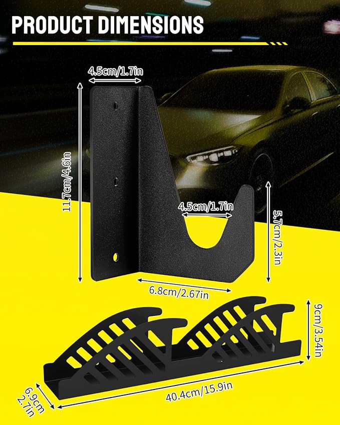 AutoEC 4 Pack Jack Stand Storage Rack Wall Mount Set – Jack Stands Rack & Wall Mount Jack Stand Holder Hooks, Fits 2-3 Ton Floor Jack Stands Tower Trailer Accessories Tool