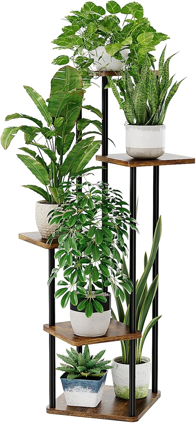 Bamworld Plant Stand Indoor Tall Plant Shelf for Multiple Plants Corner Plant Table Tiered Flower Stand for Living Room Bedroom Balcony Brown