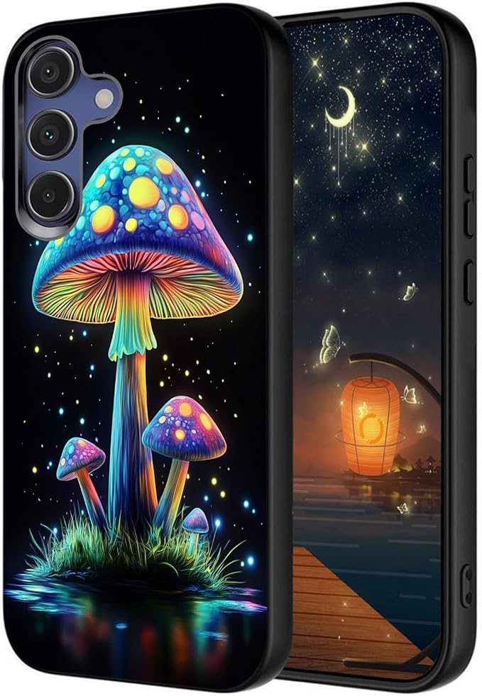 Designed for Galaxy S25 FE Phone Case,Slim Silicone Shockproof Protective Case for Galaxy S25 FE 6.7 inch,Luminous Mushroom