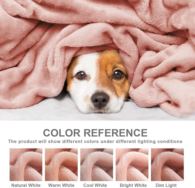 Hansleep Queen Dusty Pink Fleece Blanket, Soft Flannel Bed Blanket | Fuzzy Cozy Blanket 90x90 Inches, Multi-use for Bed, Sofa, Couch, Travel, Camping, All Season Warm Lightweight Cover