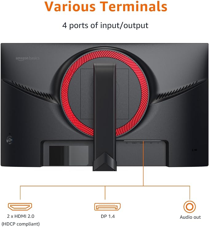 Amazon Basics 24 Inch (23.8 inch viewable) Gaming Monitor, FHD 1080P, 165Hz, VESA Compatible, Adaptive sync, 1ms Response, Black