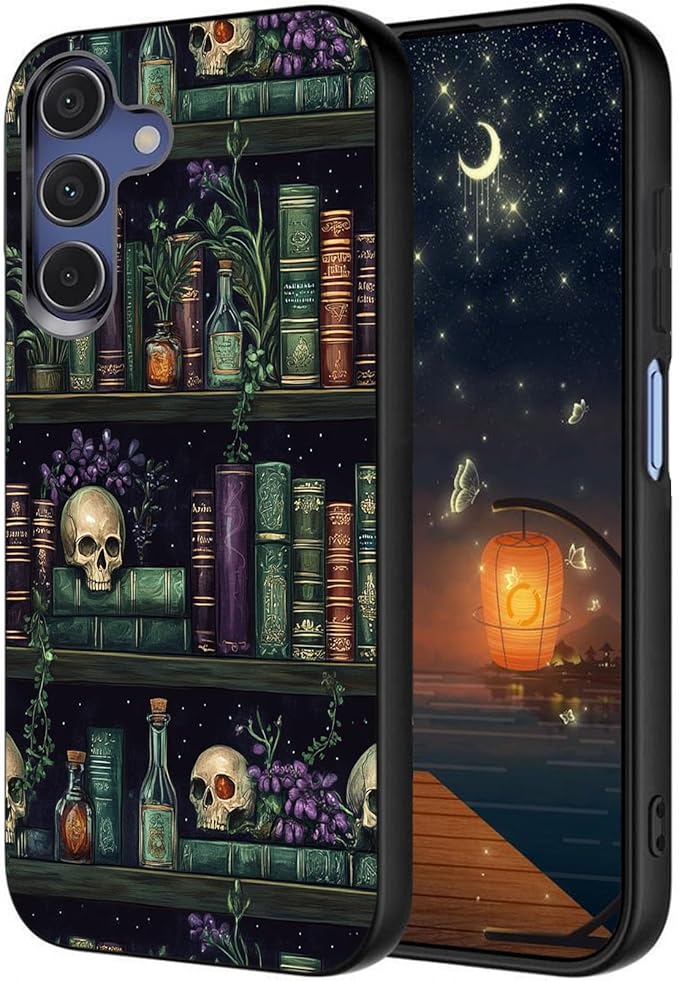 Designed for Galaxy A17 5G Phone Case,Slim Silicone Shockproof Protective Case for Galaxy A17 5G 6.7 inch,Retro Bookshelf