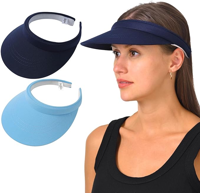 2 Pack Visor Women Men Sun Hat Clip On Visors Adjustable Sport Wide Brim Cap