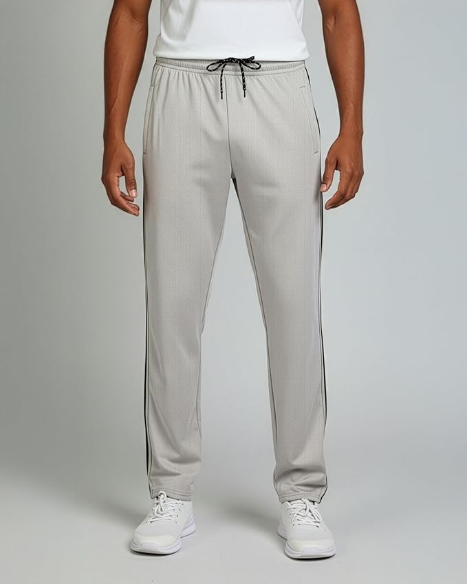 3 Pack Men's Mesh Open Bottom Sweatpants Active Athletic Workout Gym Pocket | Available in Big & Tall, Uncuffed, Elastic Waistband, Drawstring, Straight Leg, Running, Jogging, Exercise, Training, Sports