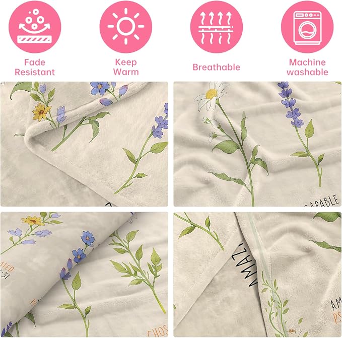 COMFAR Christian Gifts for Women Faith, Inspirational/Religious/Spiritual Gifts for Adults, Soft Throw Blankets for Women/Men, Personalized Blankets for Adults 40"x 60"