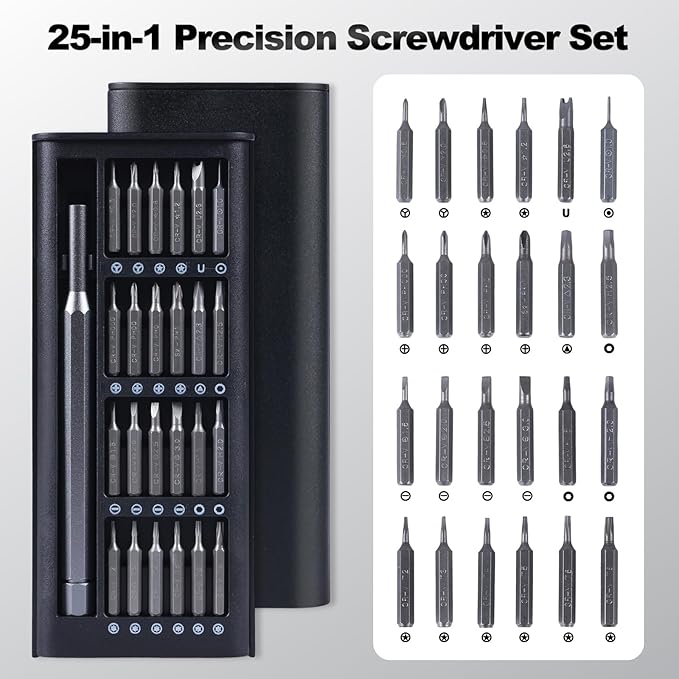 25-in-1 Professional Mini Repair Tool Kit, Small Precision Screwdriver Set, Mini Precision Screwdriver Set Small Bit Tool for Phone, Computer, Watch, Laptop, Macbook, Ring Doorbell, Eyeglass