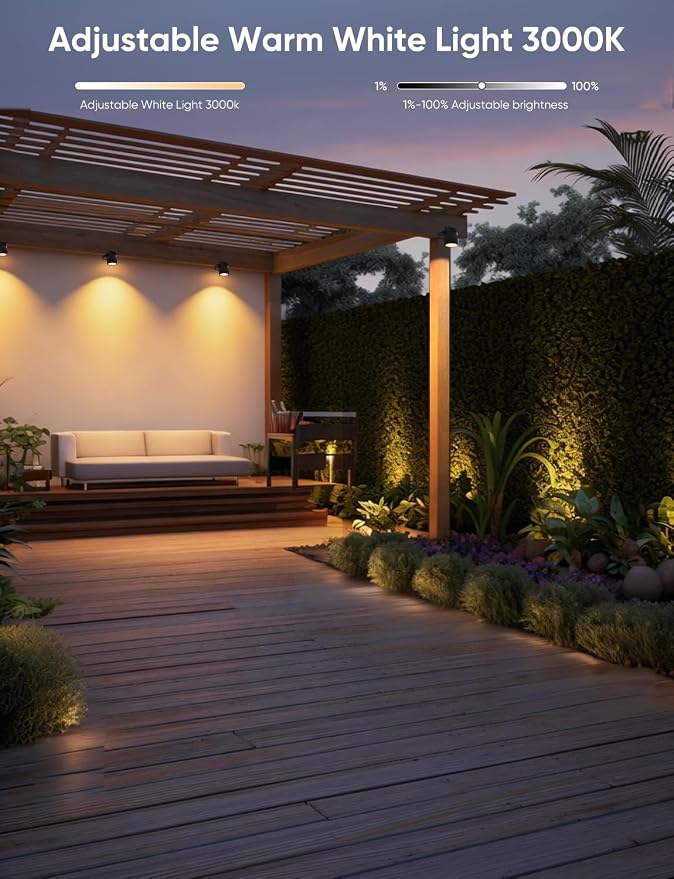 APPECK Landscape Lighting, RGBW Spotlights with APP Control,4 Pack | Color Changing Low Voltage ,IP65 Waterproof Outdoor Landscape Lights for Garden Yard Outside Decoration