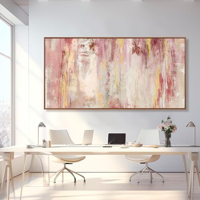 Extra Large Canvas Art Framed Wall Art for Living Room Decor Pink Pictures for Wall Abstract Modern Artwork 36”x70”