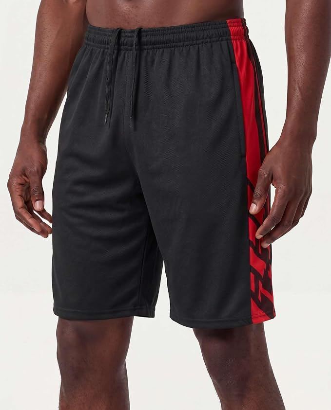 5 Pack Men's Mesh Shorts Athletic Basketball Sports Gym Workout Pockets | Cooling Moisture-Wicking, 9", Long, Quick-Dry, Breathable, Elastic Drawstring Waistband. Running, Exercise, Soccer, Training.