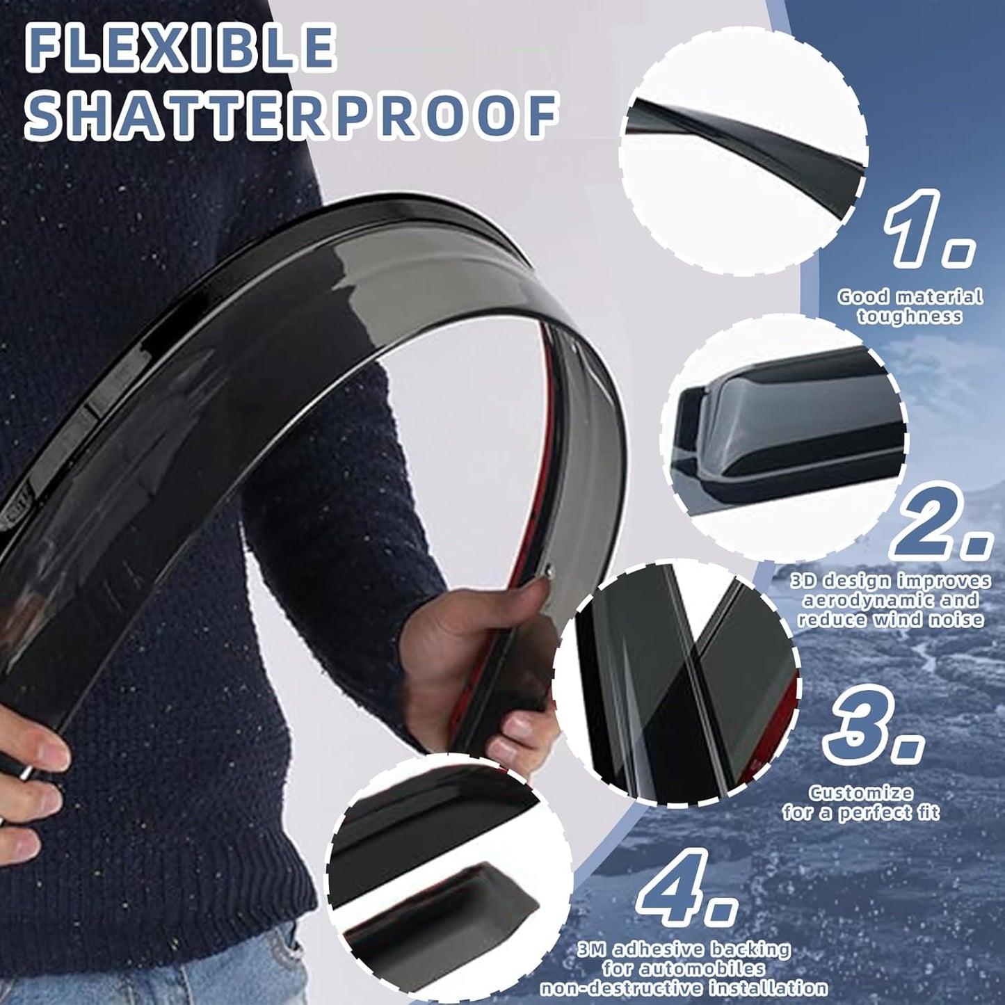 Window Visors Rain Guards fits 2008-2023 Dodge Challenger, Out-Channel Side Window Wind Deflectors Vent Shades Accessories, Dark Smoke 2 Pcs