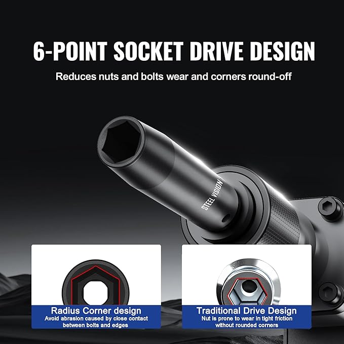13?멠iece 3/8??Drive Metric Deep Impact Socket Set, 6?멠oint Laser?멐tched 7??9 mm, Chrome?멝oly Steel, Heavy?멏uty Storage Case