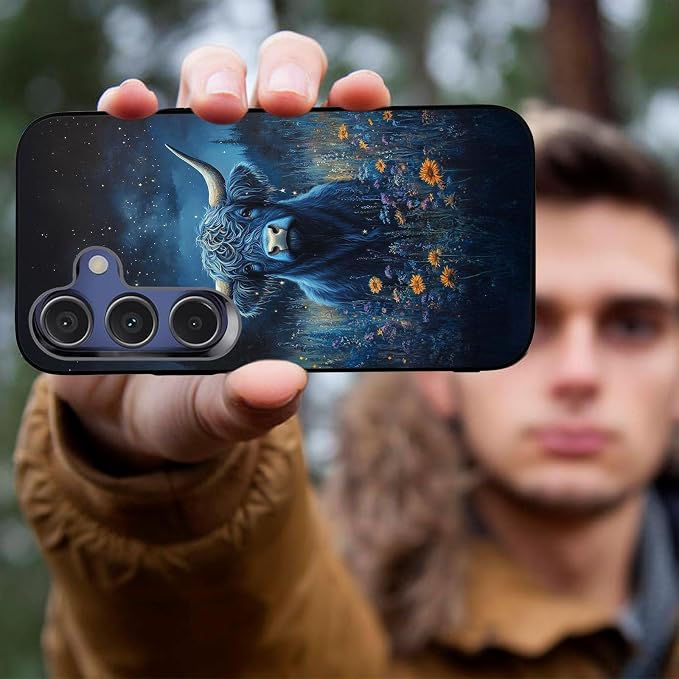 Designed for Galaxy A17 5G Phone Case,Slim Silicone Shockproof Protective Case for Galaxy A17 5G 6.7 inch,Cute Highland Cow