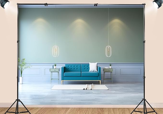Modern Living Room Sofa Backdrop Voice Assistant Device Interior Apartment Luxury House Background Nordic Style Party Decorations Smart Speaker Integration Live Video Zoom Calls Props 7X5ft Fabric
