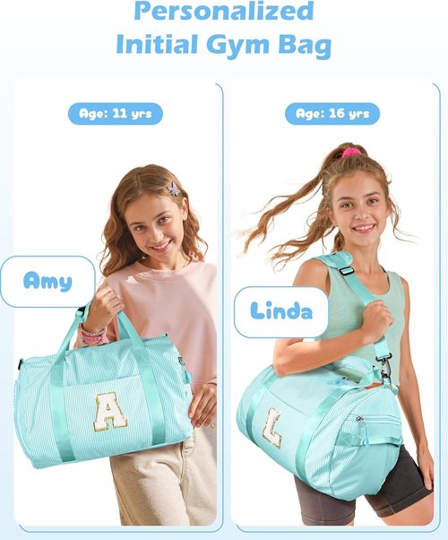 Grandmom's Personalized Girls Travel Duffle Bag - Initial Overnight Bag with Shoe Compartment | Birthday Gift (Letter N)