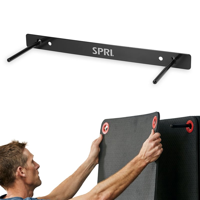 SPRI Wall-Mounted Rack for Hanging Exercise Mats, Black