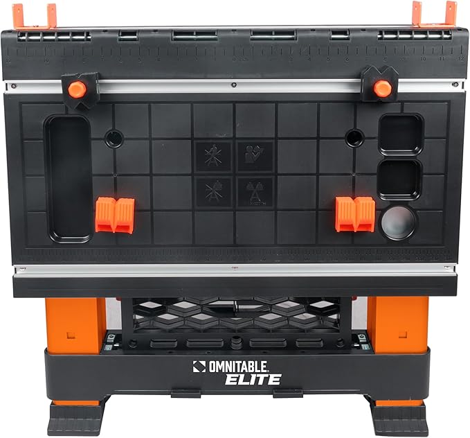 Disston OmniTable Elite Portable Workbench Worktable Sawhorse with Extra Large Work Surface with Built in Clamps. Easy Table Setup and Holds up to 440Lbs