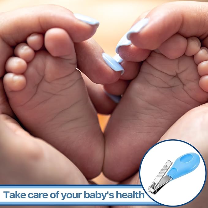 50 Pcs Baby Nail Clippers Bulk Blue Fold Up Stainless Steel Finger Trimmer Cutter for Newborn Infant, Home Travel Nursery(Blue)