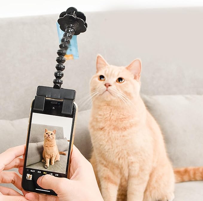 Dog Selfie Treat Clip, Rotatable Phone Camera Attachment, Plastic, Stable Firm Grip - Adjustable Angle, Easy to Install, Perfect for Pet Photos and Videos