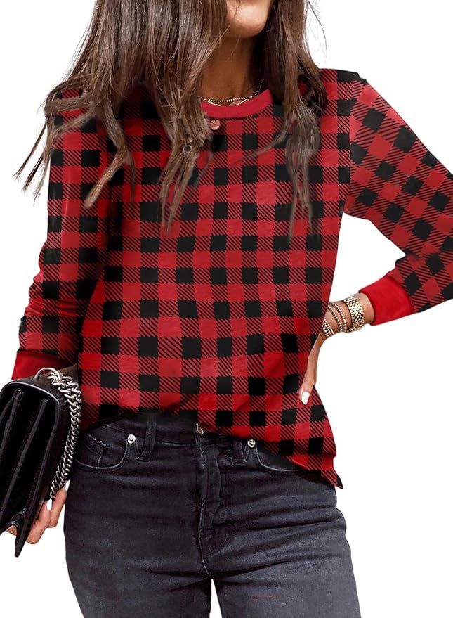 EVALESS Womens Crewneck Long Sleeve Tops Casual Polka Dots Tops Fall 2026 Tshirts Shirts