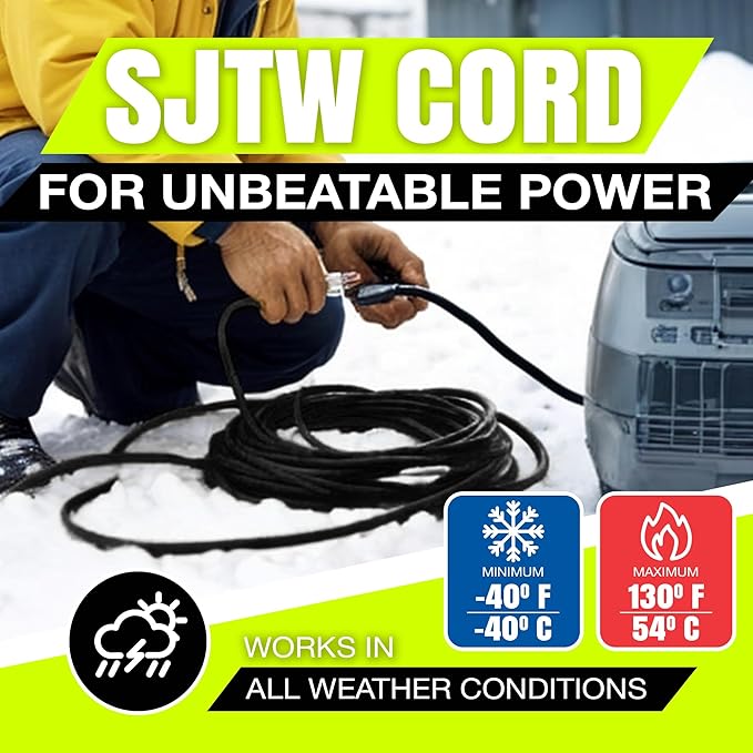 6ft Outdoor/Indoor Extension Cord 16/3 Gauge Heavy Duty 3 Prong SJTW, Waterproof, Flexible Cold-Resistant Long Power Cord,13A 125V 1625W, Black by LifeSupplyUSA