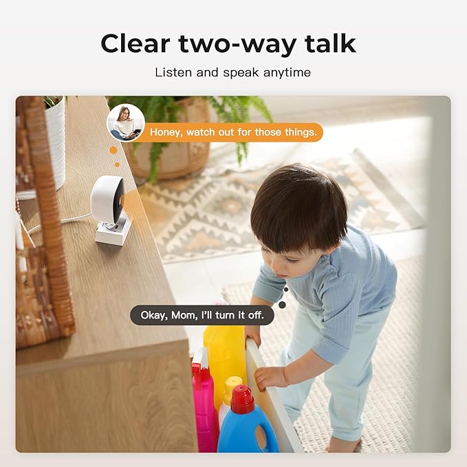 2K Cameras for Home Security,Indoor/Outdoor for Baby/Elder/Pet Monitoring with Phone app,Wired Plug&Play,Color Night Vision,2-Way Audio & 24/7 Recording,Support 128G Card ( Not Included),2-Pack