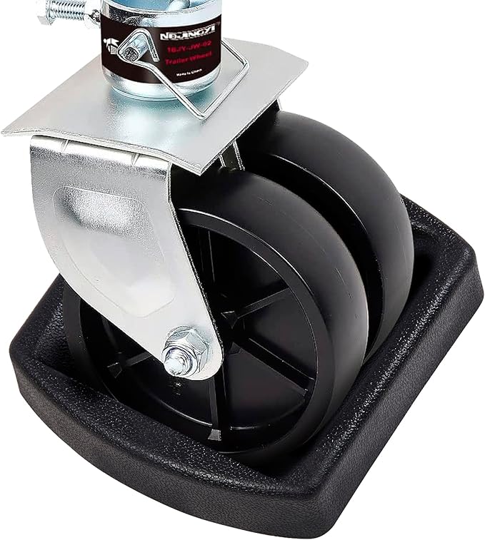 LEORAY Jack Wheel Chock, Reinforced Rubber Jack Caster Wheel Dock for Caravans and Trailers (Dual Wheel)