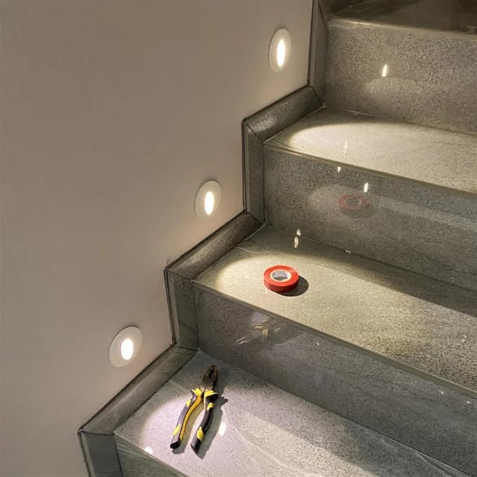 Wall Sconce Lamps Embedded with Mounting Box Round Nightlight for Stair Step Corridor Balcony Luminaire AC85-265V/DC12V(Cool(5500-7000K),3W AC85-265V)