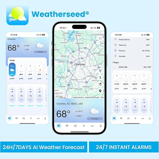 Sainlogic Smart WiFi Weather Station, Wireless Indoor Outdoor Weather Station with 24/7 Weather Forecast, Wind Speed, Rain Gauge, Alerts & 2-Year Data Export for Home Garden
