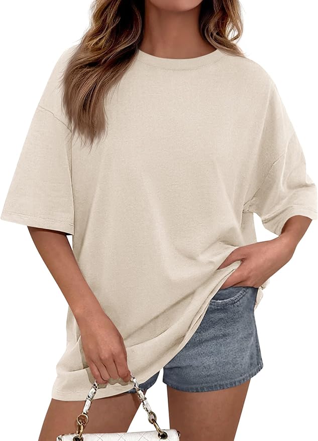 PRETTYGARDEN Womens 2026 Spring Going Out Tops Casual Short Sleeve Crewneck Loose Fit Basic Oversized T Shirts Summer Outfits