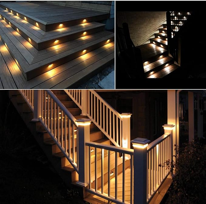 20 Pack LED Stair Lights Kit Low Voltage Landscape Lights Waterproof IP65 Outdoor 1-2/5" Recessed Wood LED Deck Lighting Yard Garden Patio Step Landscape Pathway Decor Lamps, Warm White
