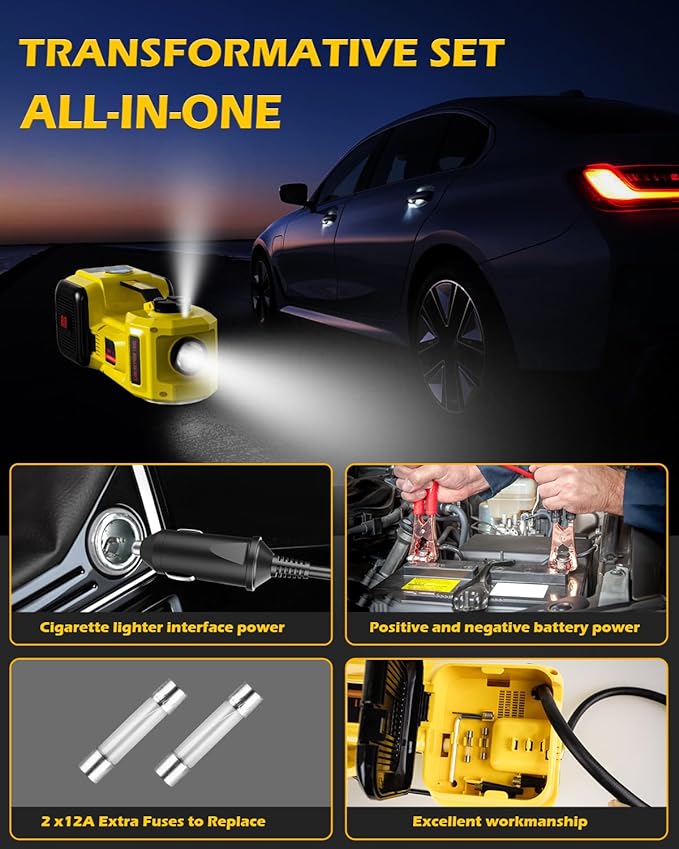 Electric Car Jack, 5 Ton 12V Digital Display Electric Jack for Car with E-Impact Wrench, Tire Inflator Pump and LED Light, (Lifting Range: 6.1~17.7 Inch) for Sedan, SUV, Truck Tire Change Replacement