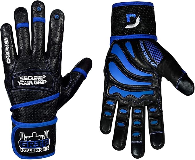 Elite Leather Gym Gloves with Built in 2" Wide Wrist Wraps Grip & Design for Weightlifting Power Lifting Bodybuilding & Strength Training Workout Exercises