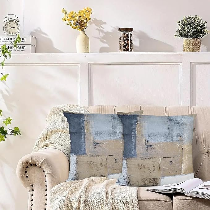 Throw Pillow Covers for Couch, 26x26 Inch, 2 Pack, Brown Grey | Decorative Throw Pillow Covers Cushion Covers for Couch Bedroom Sofa Living Room