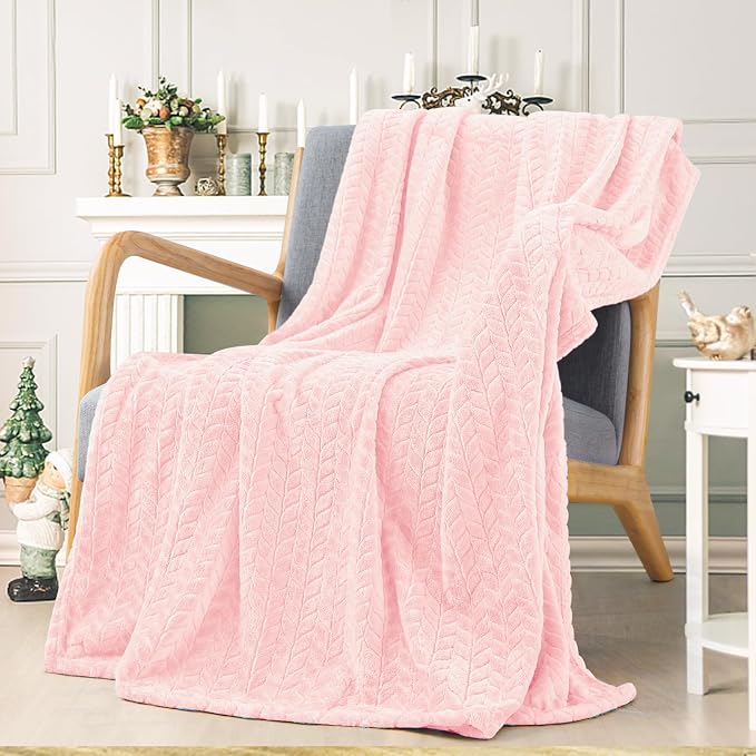 inhand Super Soft Pink Cute Throw Blanket, Cozy Plush Fleece Blanket Throw Size, Washable Lightweight Flannel Blankets Throw for All Season(50”x60”, Baby Pink)